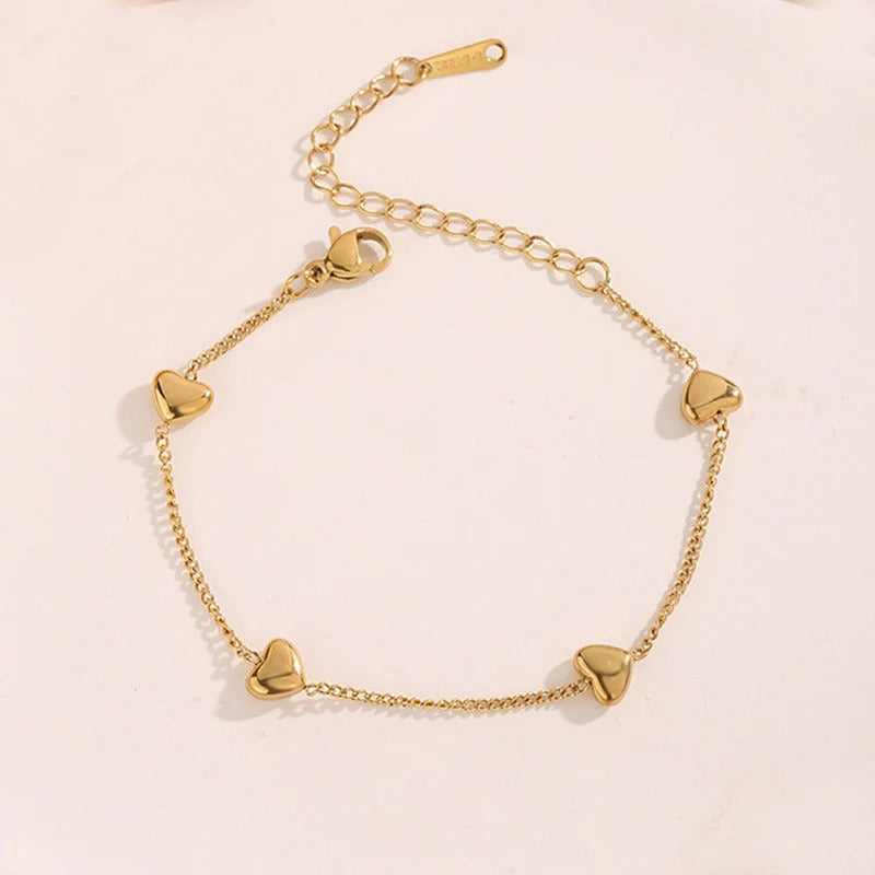 Gold Plated Stainless Steel Anti Tarnish Heart themed Wraparound Bracelet For Women