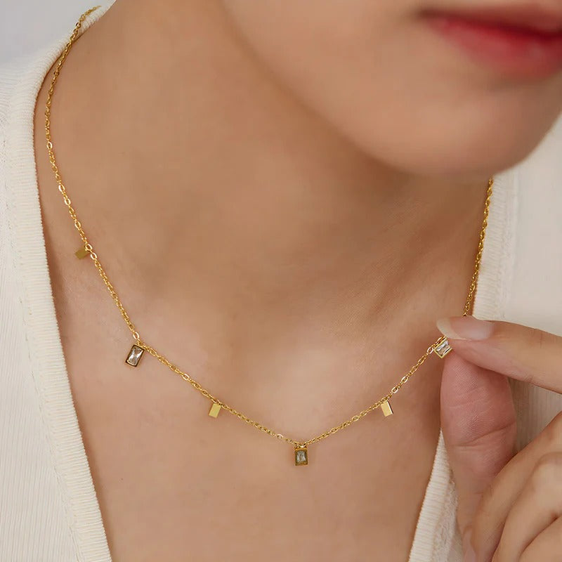 Gold Plated Stainless Steel Anti Tarnish Gold-Toned Geometric Necklace For Women