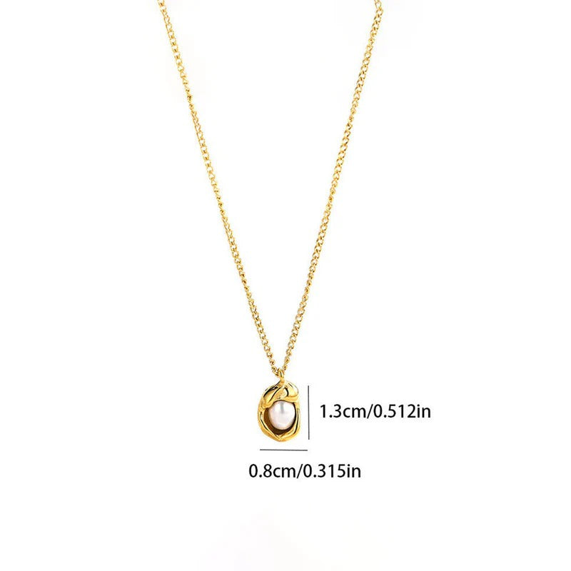 Gold Plated Stainless Steel Anti Tarnish Pearl Studded Contemporary Pendant