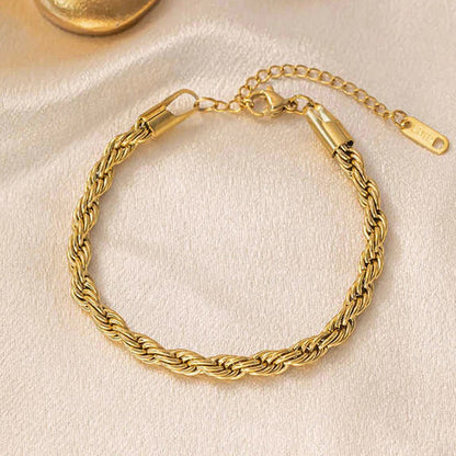 Gold Plated Anti Tarnish Stainless Steel Thin Chain Rope Style Wraparound Bracelet