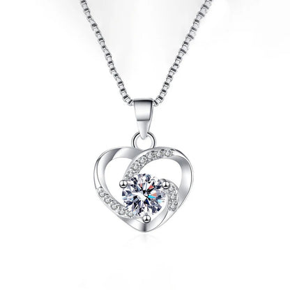 Silver Plated Anti Tarnish American Diamond Studded Heart Themed Pendant