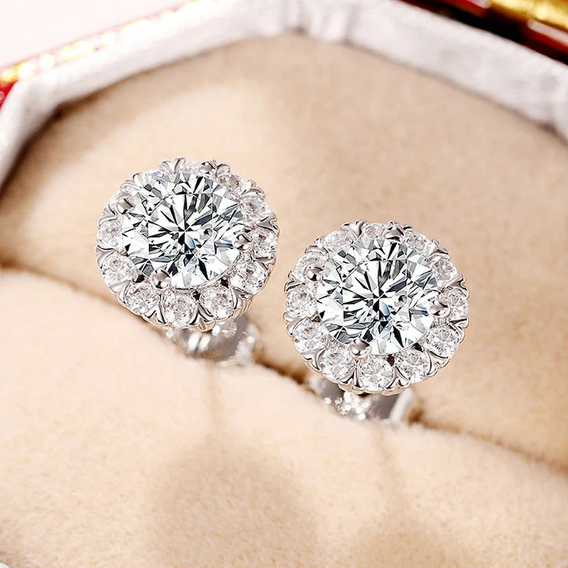 Silver Plated Anti Tarnish AD Studded Round Shape Stud Earrings