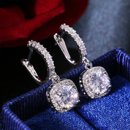 Anti-Tarnish Crushed Ice American Diamond Drop Earrings