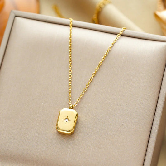 Golden-Plated Anti Tarnish Gold-Toned Star themed Geometric Pendant