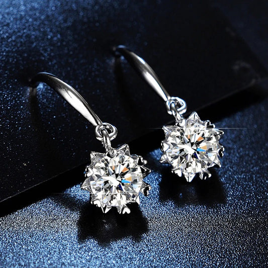 Zaverati Silver Plated Crystal Studded Anti Tarnish Circular Solitaire Drop Earrings