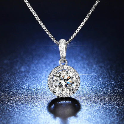 Silver Plated Crystal Studded Circular Solitaire Pendant – Elegant Anti-Tarnish Jewelry for Women