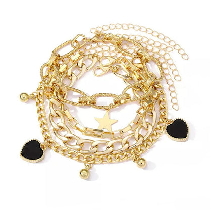 Golden Heart-Star Contemporary Bracelet (Pack of 4)