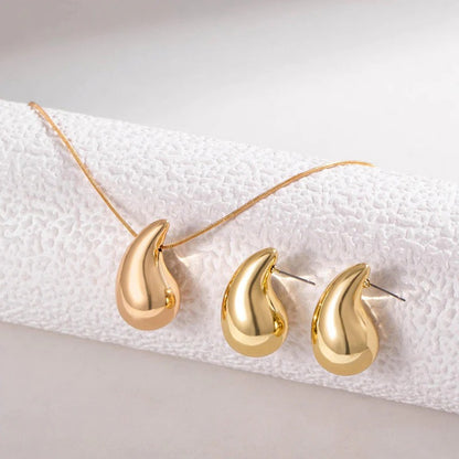 Gold Plated Glossy Chunky Dome Drop Jewellery Set