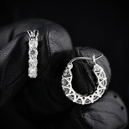 Silver Plated Anti Tarnish American Diamond Studded Contemporary Beautiful Hoop Earrings