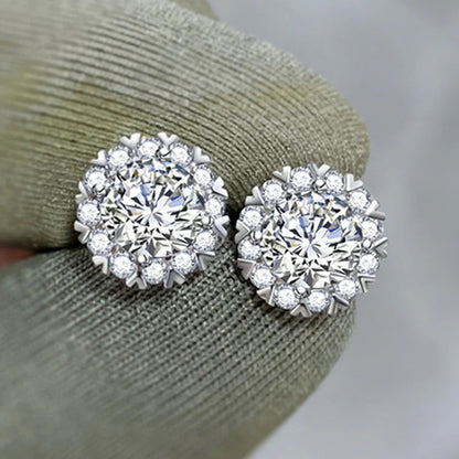Silver Plated Anti Tarnish AD Studded Round Shape Stud Earrings