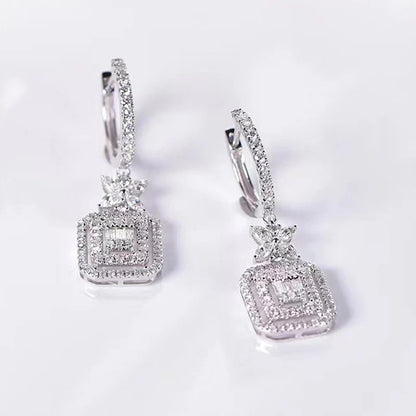 Silver Plated Anti Tarnish American Diamond Studded Iconic Luxury Geometric Drop