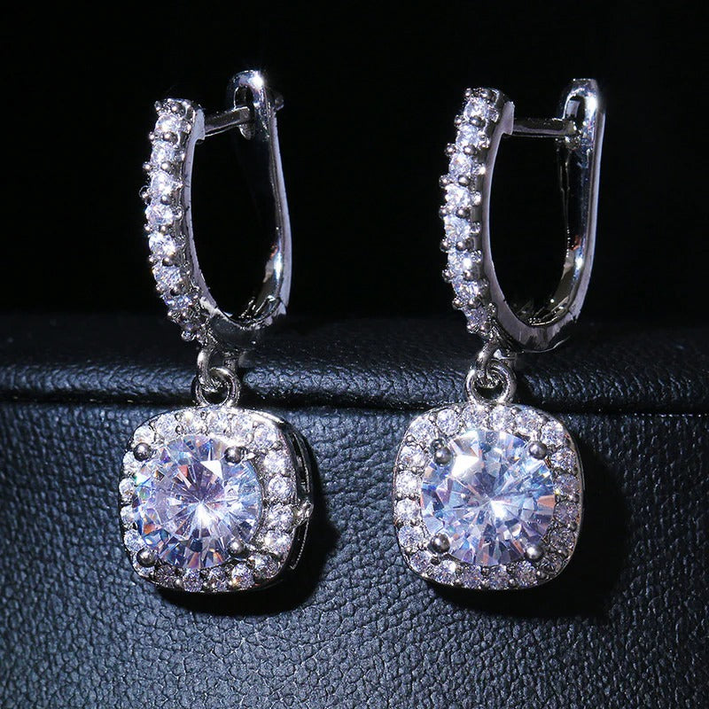 Anti-Tarnish Crushed Ice American Diamond Drop Earrings