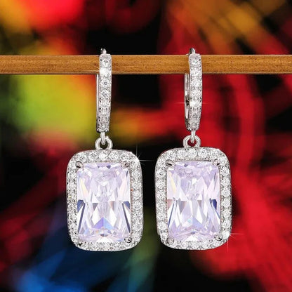 Silver Plated AD Studded Geometric Crushed Ice Cut Hoops Earrings