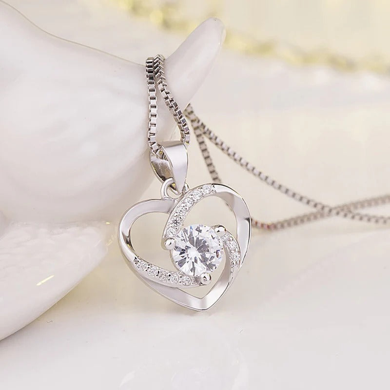 Silver Plated Anti Tarnish American Diamond Studded Heart Themed Pendant