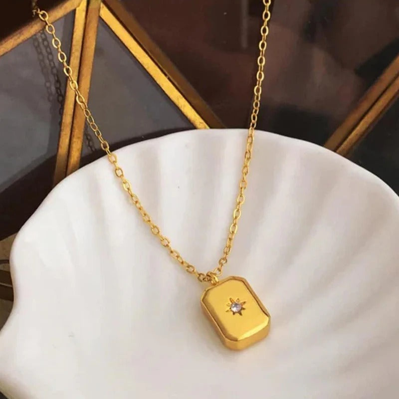 Golden-Plated Anti Tarnish Gold-Toned Star themed Geometric Pendant