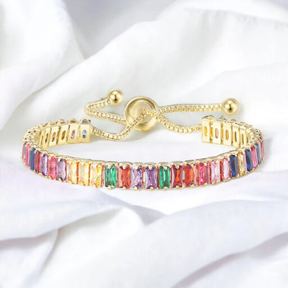 Rectangular Cut Cubic Zirconia Multicolor Matrix Tennis Bracelet