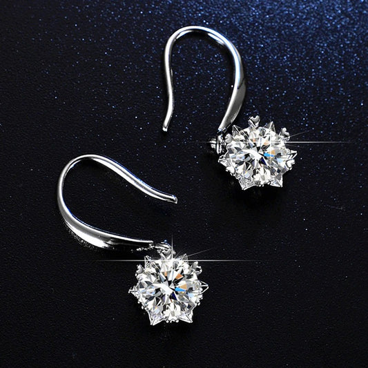 Zaverati Silver Plated Crystal Studded Anti Tarnish Circular Solitaire Drop Earrings