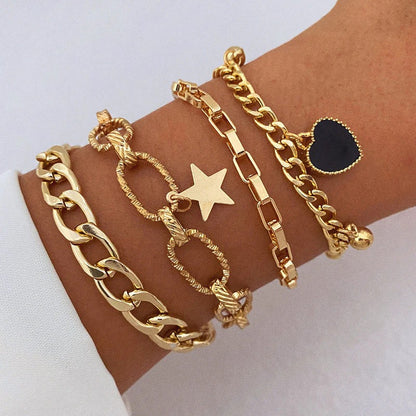 Golden Heart-Star Contemporary Bracelet (Pack of 4)