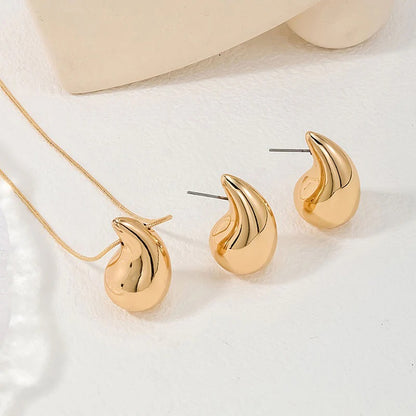 Gold Plated Glossy Chunky Dome Drop Jewellery Set