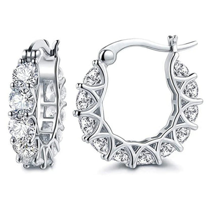 Silver Plated Anti Tarnish American Diamond Studded Contemporary Beautiful Hoop Earrings