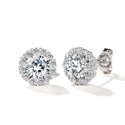 Silver Plated Anti Tarnish AD Studded Round Shape Stud Earrings