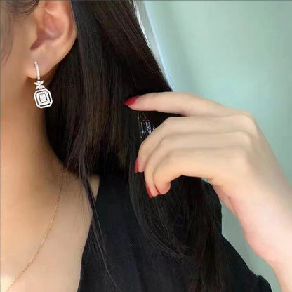 Silver Plated Anti Tarnish American Diamond Studded Iconic Luxury Geometric Drop