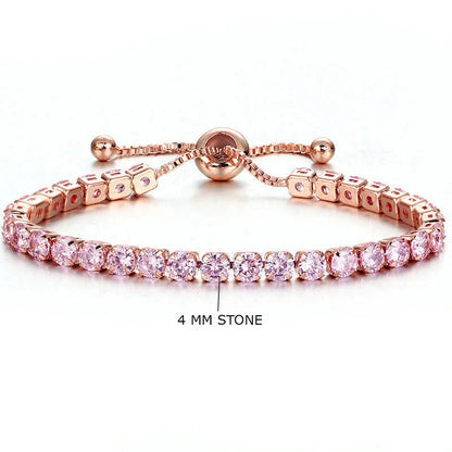Round Cut Cubic Zirconia Pink Matrix Tennis Bracelet