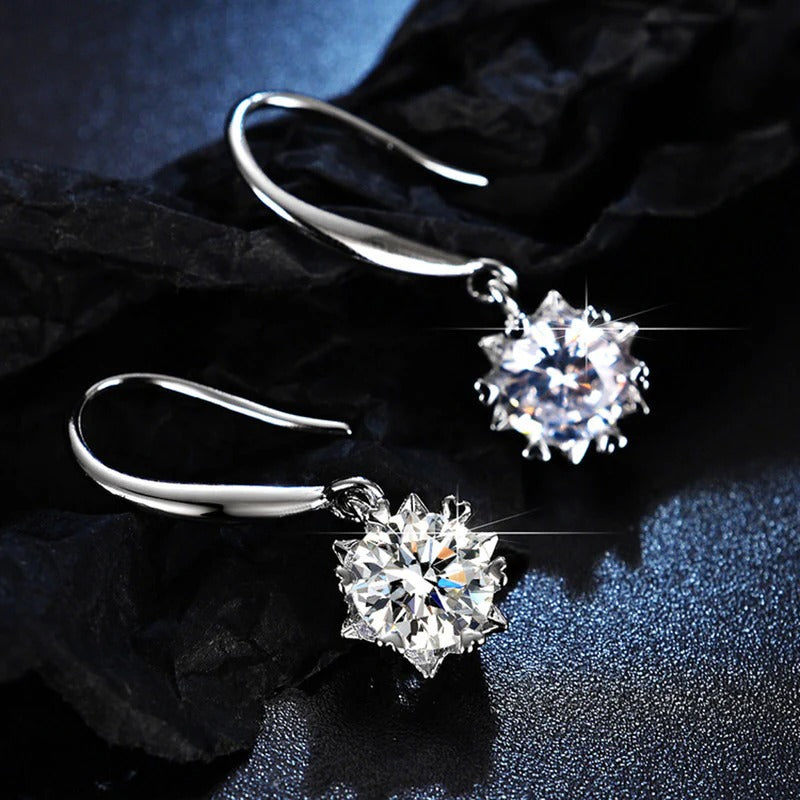 Zaverati Silver Plated Crystal Studded Anti Tarnish Circular Solitaire Drop Earrings