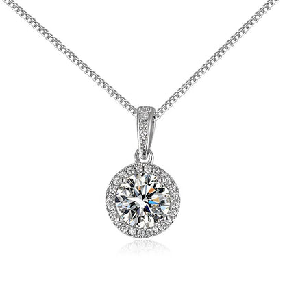 Silver Plated Crystal Studded Circular Solitaire Pendant – Elegant Anti-Tarnish Jewelry for Women