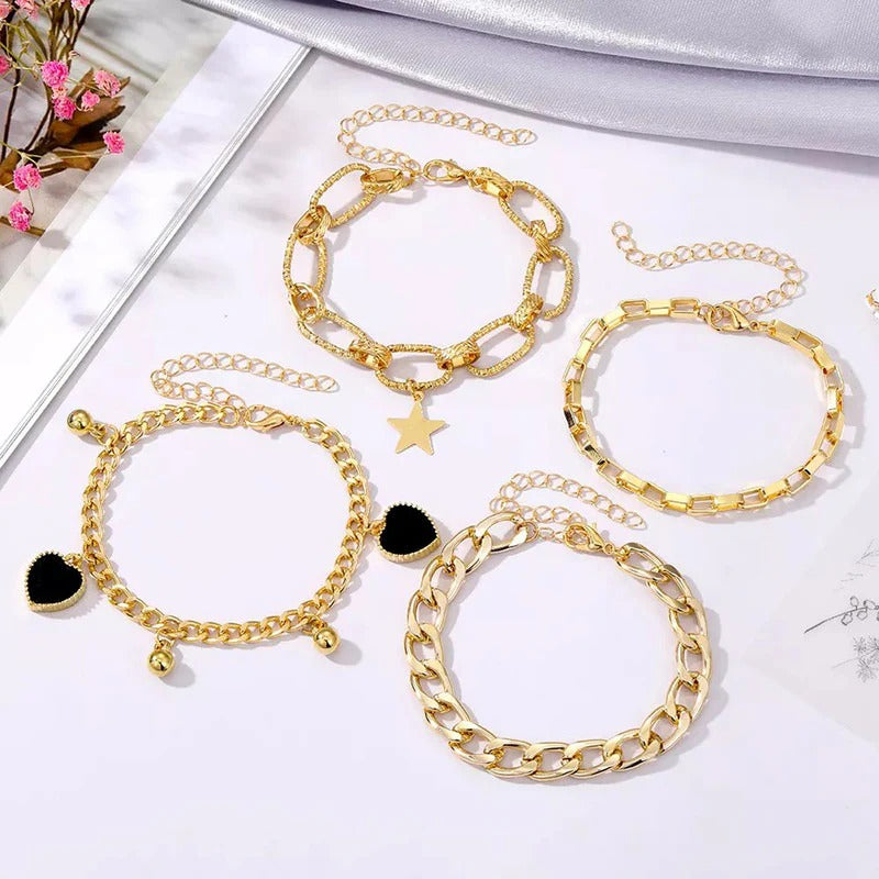 Golden Heart-Star Contemporary Bracelet (Pack of 4)