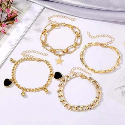Golden Heart-Star Contemporary Bracelet (Pack of 4)