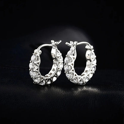 Silver Plated Anti Tarnish American Diamond Studded Contemporary Beautiful Hoop Earrings