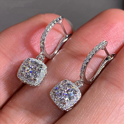 Anti-Tarnish Crushed Ice American Diamond Drop Earrings