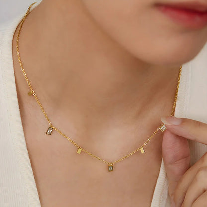 Gold Plated Stainless Steel Anti Tarnish Gold-Toned Geometric Necklace For Women