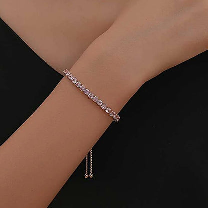 Round Cut Cubic Zirconia Pink Matrix Tennis Bracelet