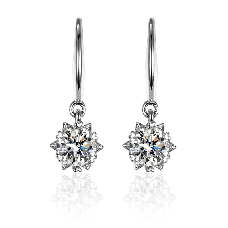 Zaverati Silver Plated Crystal Studded Anti Tarnish Circular Solitaire Drop Earrings