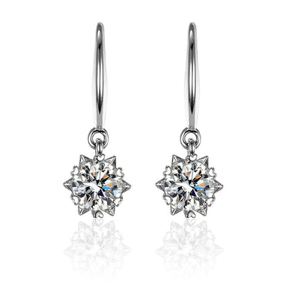 Zaverati Silver Plated Crystal Studded Anti Tarnish Circular Solitaire Drop Earrings