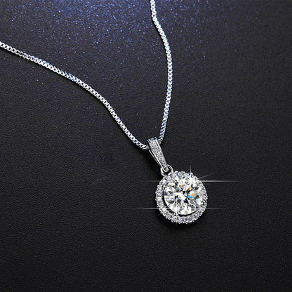 Silver Plated Crystal Studded Circular Solitaire Pendant – Elegant Anti-Tarnish Jewelry for Women