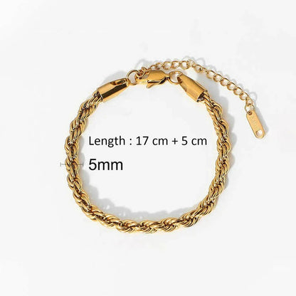 Gold Plated Anti Tarnish Stainless Steel Thin Chain Rope Style Wraparound Bracelet
