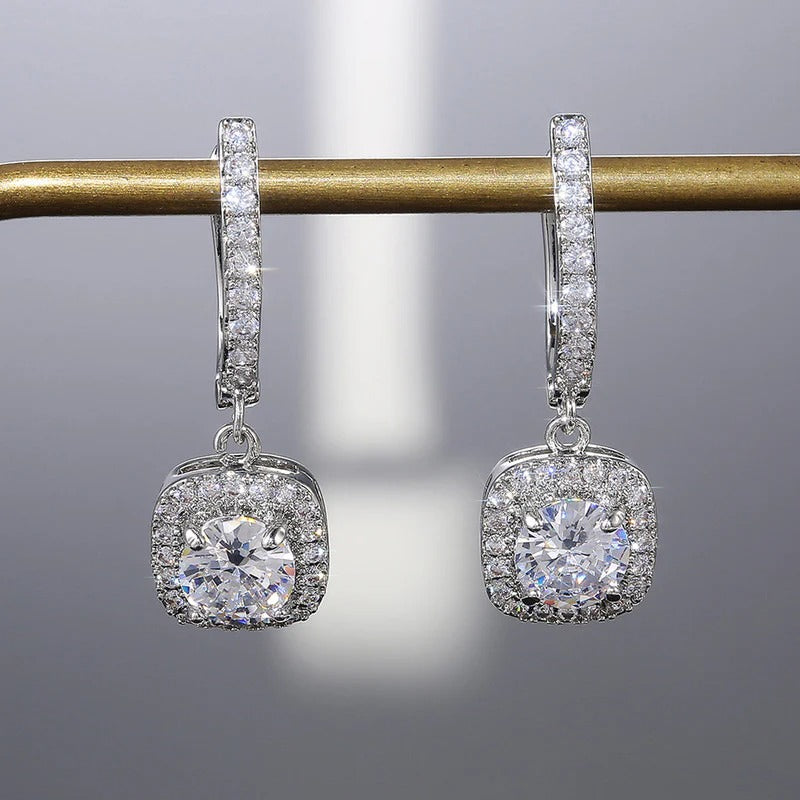 Anti-Tarnish Crushed Ice American Diamond Drop Earrings