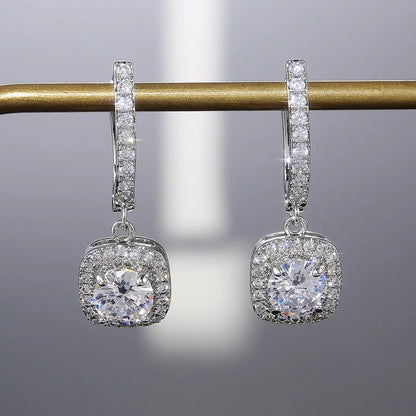 Anti-Tarnish Crushed Ice American Diamond Drop Earrings