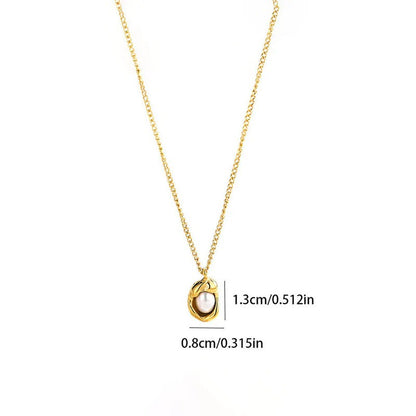 Gold Plated Stainless Steel Anti Tarnish Pearl Studded Contemporary Pendant