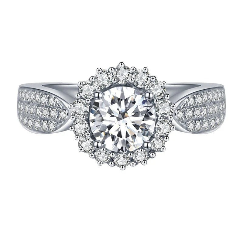 Silver Plated Anti Tarnish American Diamond Crushed Ice Cut Star-Like Finger Ring