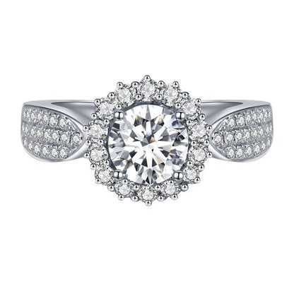 Silver Plated Anti Tarnish American Diamond Crushed Ice Cut Star-Like Finger Ring
