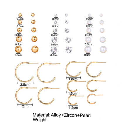 Gold Toned Gold Plated Hoop And Studs Earrings Combo For Women