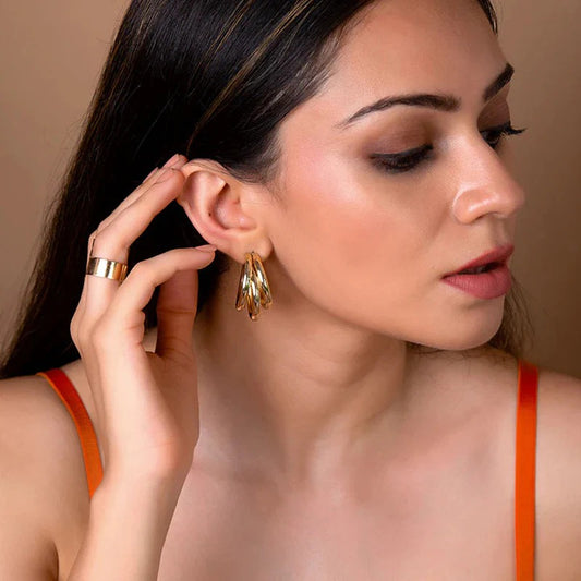 "Elegant Gold & Silver Plated Contemporary Hoop Earrings"