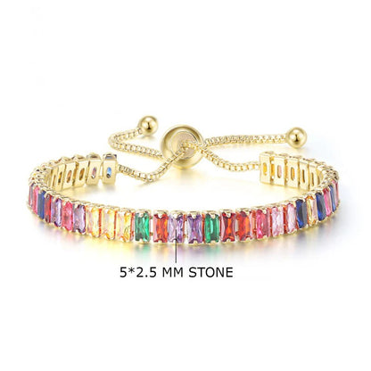 Rectangular Cut Cubic Zirconia Multicolor Matrix Tennis Bracelet