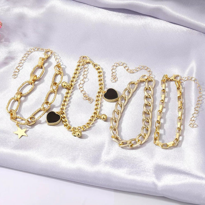 Golden Heart-Star Contemporary Bracelet (Pack of 4)