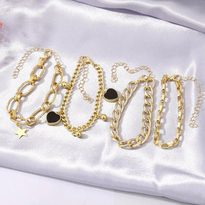 Golden Heart-Star Contemporary Bracelet (Pack of 4)