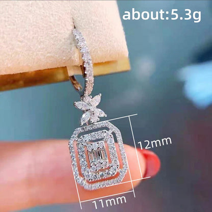 Silver Plated Anti Tarnish American Diamond Studded Iconic Luxury Geometric Drop